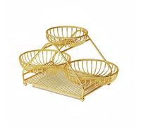 TAIZhiChen Vassoio da Portata Metallico con Tre Scomparti Sovrapposti Struttura Traforata E Base Solida per Organizzare Frutta Verdure E Dolci Adatto a Cucina Buffet Decorazione Tavola , Oro