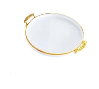 TAIZhiChen Vassoio Da Portata Rotondo con Manici, Ideale per Presentare Torte E Frutta, Come Decorazione per La Casa, per Riporre Oggetti in Cucina E per Le, Bianco