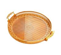 TAIZhiChen Vassoio Da Portata Rotondo con Manici, Ideale per Presentare Torte E Frutta, Come Decorazione per La Casa, per Riporre Oggetti in Cucina E per Le, Ambra