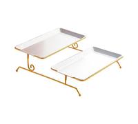 TAIZhiChen Vassoio per Frutta in Acciaio Inossidabile, Organizer per Verdure E Regali a Due Livelli, Vassoio Decorativo per Caramelle per Feste in Casa O, Argento