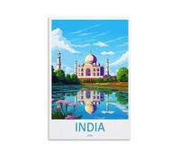 Taj Mahal Agro Travel Lovers India - Stampa artistica da parete su tela, per soggiorno, camera da letto, bagno, ufficio, decorazione per la casa, 40 x 60 cm