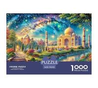 Taj Mahal And Domes in Vibrant Starry Scene Puzzle Da 1000 Pezzi Fantasy Architecture Divertimento Di Ingegno Per Adulti E Bambini 70x50cm/1000pcs