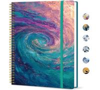 Taja Large Spiral Lined Journal for Women, 8.5" x 11" Notebooks for Work Collge Ruled, A4 Aesthetic Cute Journaling Notebooks for Writing, Plastic Cover, Galaxy Flow