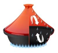 Tajine in ghisa massiccia - GSW - 30 x 22 cm - Coperchio in ceramica - Induzione - Arancione