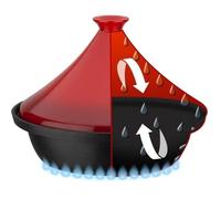 Tajine in ghisa massiccia - GSW - 30 x 22 cm - Coperchio in ceramica - Induzione - Rosso