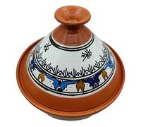 Tajine Pentola in Terracotta Marocchina Tunisina, Decorazione Etnica, 32 cm