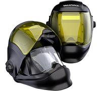 TAKAFORCE Casco da saldatura con oscuramento automatico, con ampio schermo panoramico a 180°, vista laterale, True Color, classe ottica massima 1/1/1/1, sensore a 4 archi, 9-12/13-15 tonalità di