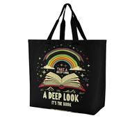 Take A Deep Look It's The Book, borsa a tracolla da donna, borsa per la spesa, riutilizzabile, leggera, borsa da viaggio