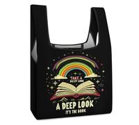 Take A Deep Look It's The Book - Borsa per la spesa riutilizzabile, con stampa, pieghevole, lavabile, leggera, con manico