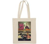 Take A Ride On LSD - Borsa tote in cotone naturale con stampa di dinosauri, colore: bianco