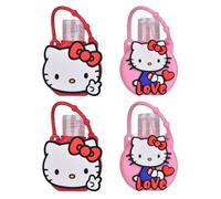 Take Care Hello Kitty - Gel detergente per mani | Custodia in silicone e profumo casuale | ciliegia o fiori | Aloe vera & Vitamina E | +90% di ingredienti naturali | Vegan | Confezione da 4 x 35 ml