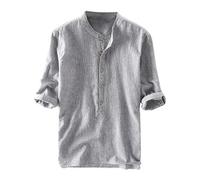 Take Idea Camicia per il tempo libero, da uomo, tinta unita, rinfrescante. Camicia con mezza bottone, urban estiva, morbida e funzionale, grigio., L