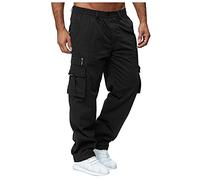 Take Idea Pantaloni cargo da uomo, vestibilità normale, tinta unita, dritti, larghi, funzionali, stile cargo, pantaloni da jogging tattici, per attività all'aria aperta, con molte tasche, shot, sport