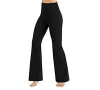 Take Idea Pantaloni da donna Bootcut a zampa larga, per il tempo libero, per lo yoga, per il controllo della pancia, pantaloni skinny, casual, tinta unita, elasticizzati, Nero , XS