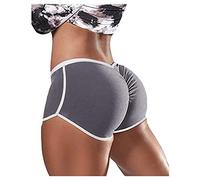 Take Idea Pantaloni da fitness da donna, corti, alla moda, a righe, con apertura laterale, pantaloni da allenamento, pantaloni da ciclismo, pantaloni da corsa, per il tempo libero, grigio., S