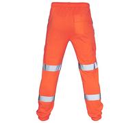 Take Idea Pantaloni da lavoro da uomo, riflettenti, traspiranti, per il fitness, per la corsa, comodi, per il tempo libero, elasticizzati, con strisce catarifrangenti, Colore: arancione., L