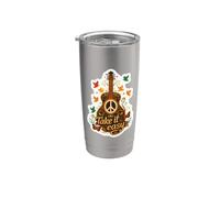 Take it Easy Chitarra Segno di pace Hippie Chitarrista Musicista Bicchiere termico in acciaio inox doppia parete
