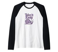 Take It Easy Lumaca Retro Vintage Carino Slow Down Maglia con Maniche Raglan
