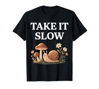 Take It Slow Lumaca Funghi Cottagecore Design Maglietta