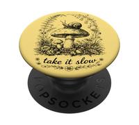 Take It Slow Snail, Cottagecore - Maglietta con funghi PopSockets PopGrip Adesivo