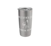 Take It Up With Jesus He Made Me This Way Funny Vintage Cat Bicchiere termico in acciaio inox doppia parete
