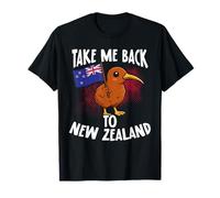 Take Me Back To New Zealand Kiwi Bird Flag Travel Maglietta