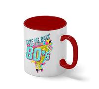 Take Me Back To The 80s Coffee Mug - Retro 1980s Nostalgia Gift - Neon Pop Art Roller Skate & Cassette Tape Cup Bianco tazza di caffè con Red Rim & Handle Mug