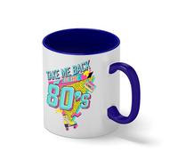 Take Me Back To The 80s Coffee Mug - Retro 1980s Nostalgia Gift - Neon Pop Art Roller Skate & Cassette Tape Cup Bianco tazza di caffè con Blu Rim & Handle Mug