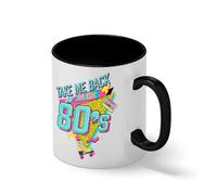 Take Me Back To The 80s Coffee Mug - Retro 1980s Nostalgia Gift - Neon Pop Art Roller Skate & Cassette Tape Cup Bianco tazza di caffè con Nero Rim & Handle Mug