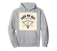 Take Me out to The Ball Gioco Retro Baseball Felpa con Cappuccio, Unisex per Adulti, Grigio Melange, L