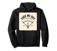 Take Me out to The Ball Gioco Retro Baseball Felpa con Cappuccio, Unisex per Adulti, Nero, XL