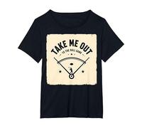 Take Me out to The Ball Gioco Retro Baseball Maglietta, Donna Plus-Size, Nero, 6X