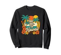 Take Me To Hawaii - Ukulele da Surf con Palme e Tramonto retrò Felpa