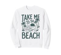 Take Me To The Beach Palm Tree Surf Tramonto Retro Vacanza Felpa