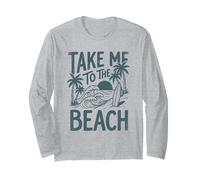 Take Me To The Beach Palm Tree Surf Tramonto Retro Vacanza Maglia a Manica