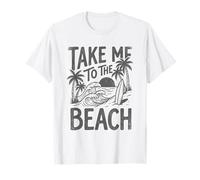 Take Me To The Beach Palm Tree Surf Tramonto Retro Vacanza Maglietta