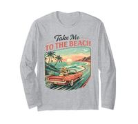 Take Me To The Beach Retro Tramonto Drive Maglia a Manica