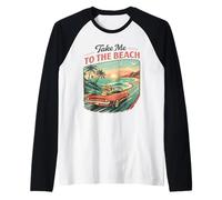 Take Me To The Beach Retro Tramonto Drive Maglia con Maniche Raglan