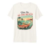 Take Me To The Beach Retro Tramonto Drive Maglietta Premium