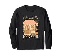 Take Me to The Book Store Cozy Bookshop Cat Aesthetic Maglia a Manica