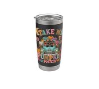 Take Me To The Pumpkin Patch Halloween Black Cat Fall Truck Bicchiere termico in acciaio inox doppia parete