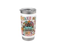 Take Me To The Pumpkin Patch Halloween Black Cat Fall Truck Bicchiere termico in acciaio inox doppia parete