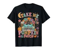 Take Me To The Pumpkin Patch Halloween Black Cat Fall Truck Maglietta