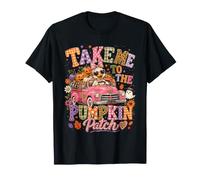 Take Me To The Pumpkin Patch Halloween Duck Pink Fall Truck Maglietta