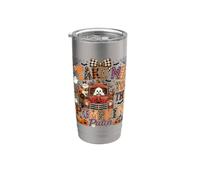 Take Me To The Pumpkin Patch Halloween Ghost Red Truck Fall Bicchiere termico in acciaio inox doppia parete