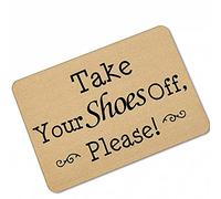 Take Your Shoes Off Please - Zerbino per interni ed esterni, per ingresso, ingresso e ingresso, 50 x 80 cm, colore: Marrone