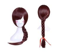 Takerlama Game D.Va DVa Copslay Costume Year of Rooster Twist Braid Cosplay Wig Brown Hair 70cm + Wig Cap