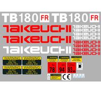 Takeuchi TB180FR Mini Escavatore Decalcomania Set Con Attenzione Segni