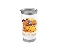 Takin' it Cheesy Mouse con formaggio su una spiaggia divertente surf gioco di parole Bicchiere termico in acciaio inox doppia parete