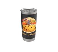 Takin' it Cheesy Mouse con formaggio su una spiaggia divertente surf gioco di parole Bicchiere termico in acciaio inox doppia parete